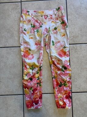 Cache Floral ruched Pink & Yellow pants